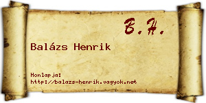 Balázs Henrik névjegykártya