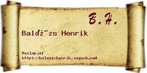 Balázs Henrik névjegykártya